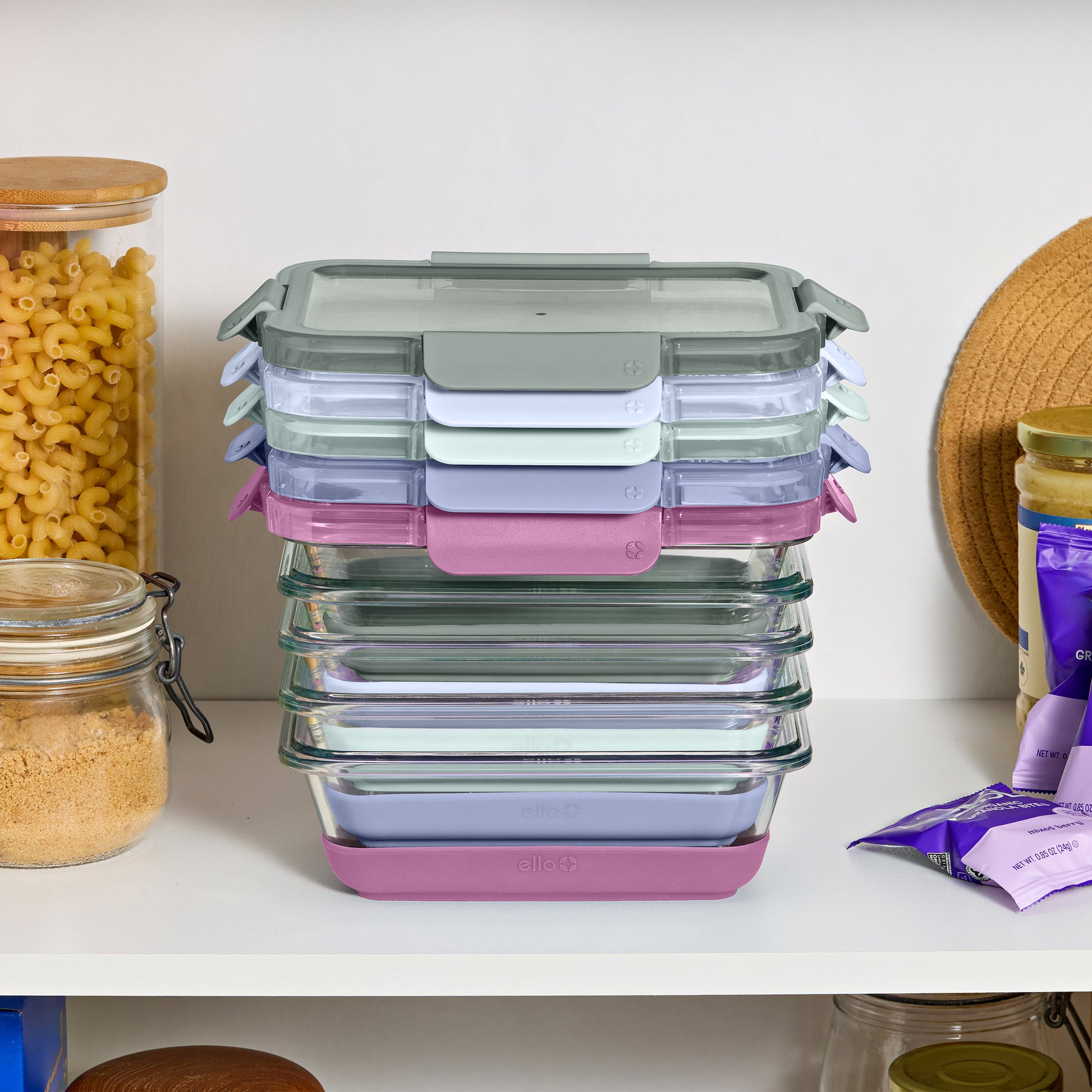 ELLO DURAGLASS 10-PIECE 4.1 CUP GLASS MEAL PREP CONTAINERS