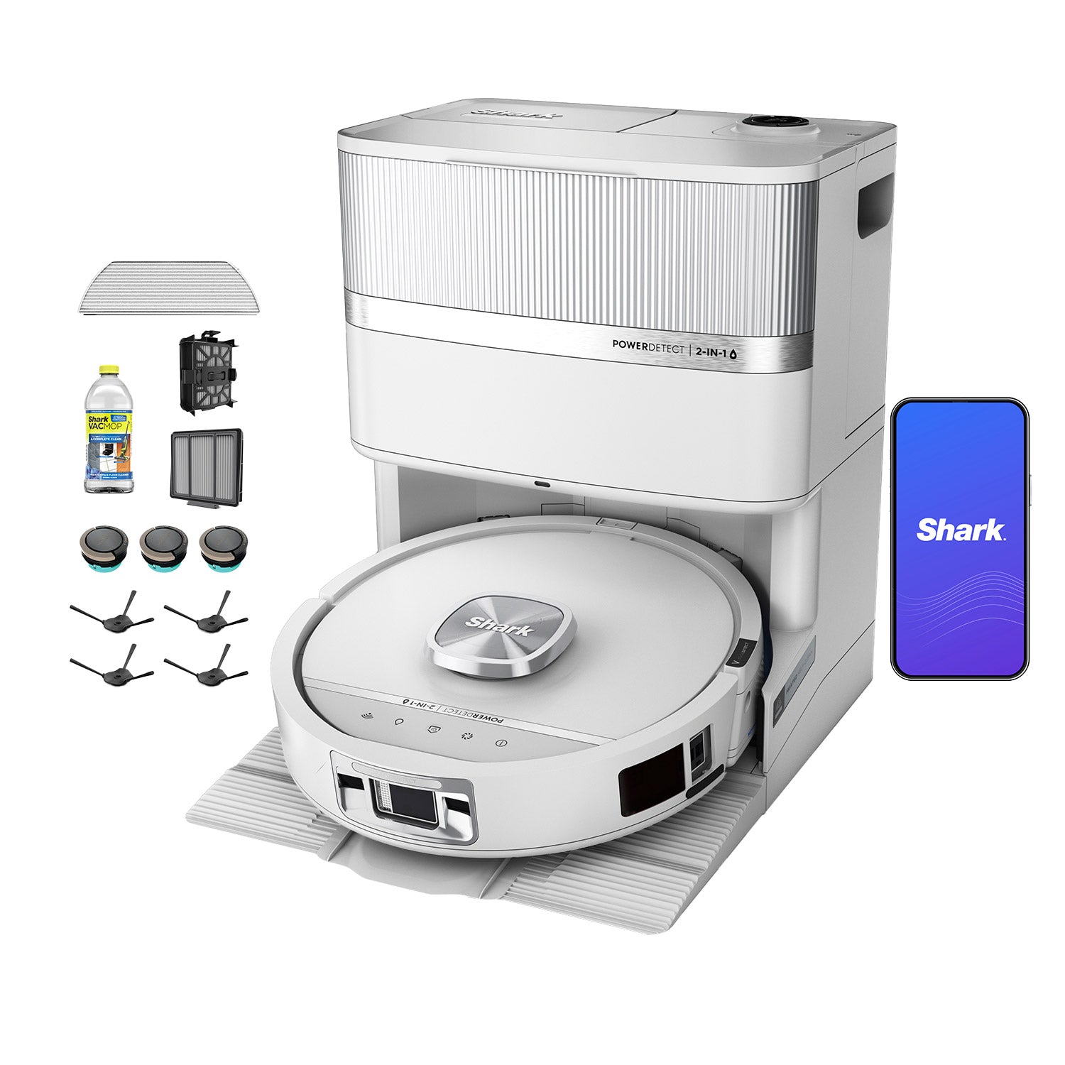 SHARK POWERDETECT 2-IN-1 VACMOP ROBOT W/ NEVERTOUCH BASE ^ • WEIGHT: 8.58 lbs