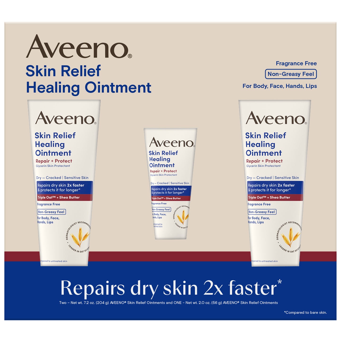 AVEENO SKIN RELIEF HEALING OINTMENT 7.2 OZ 2PK + 2 OZ