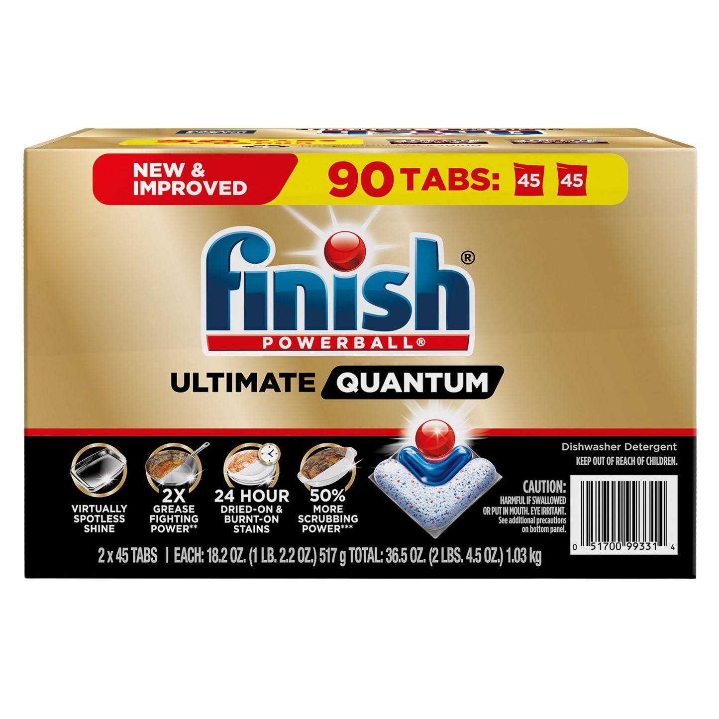 Finish Powerball Ultimate Quantum Dishwasher Tablets 90 ct