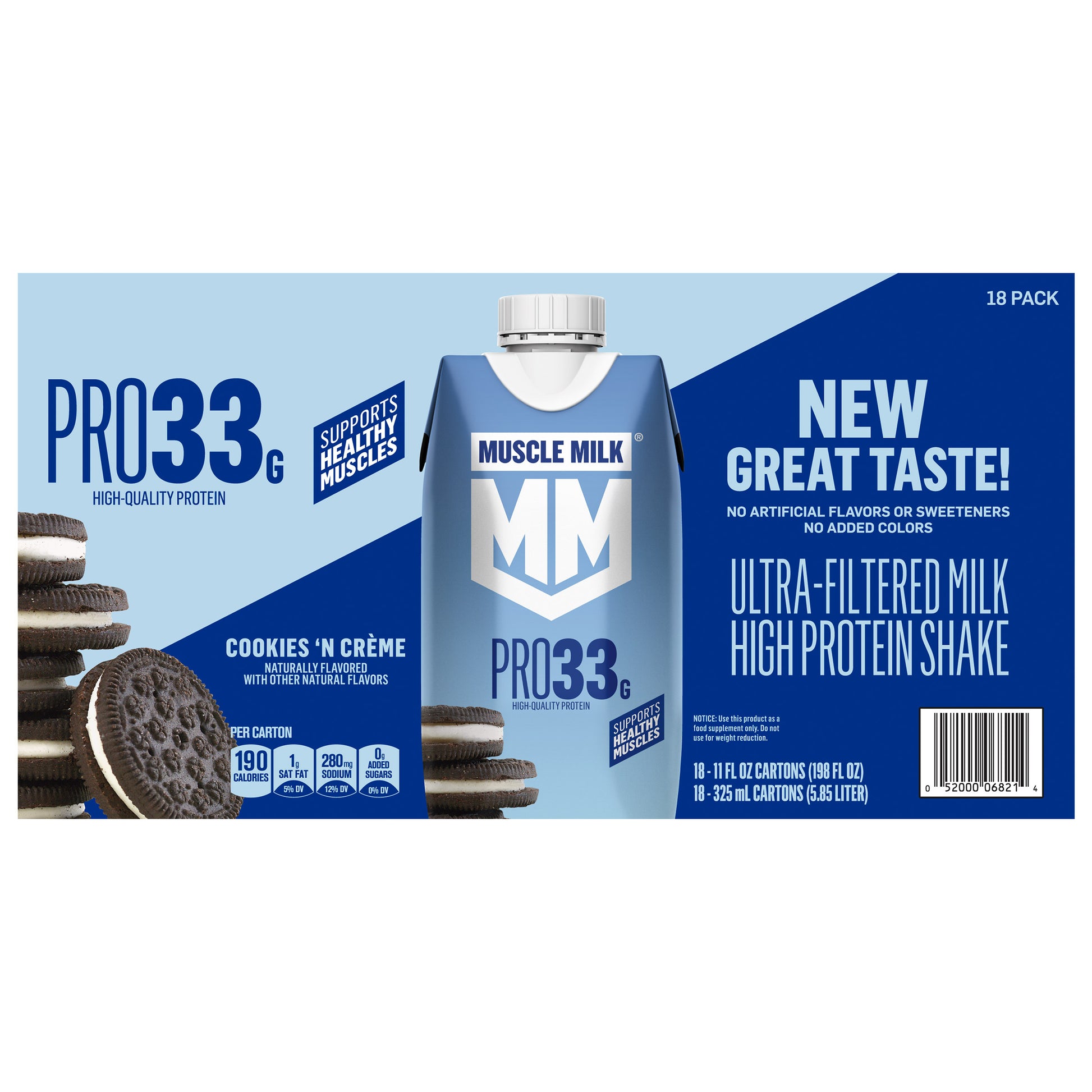 MUSCLE MILK COOKIES 'N CRÈME SHAKE 11 FL OZ/18 PK