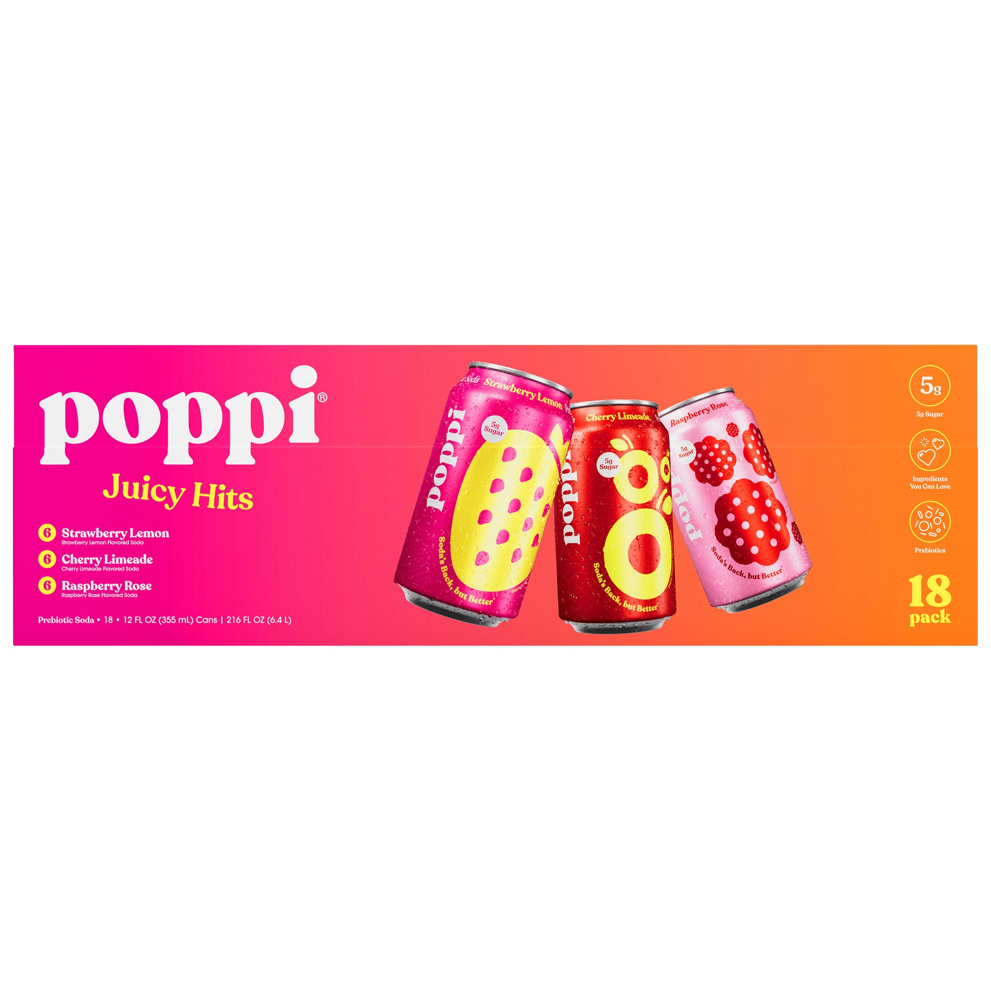 Poppi Prebiotic Soda Variety Pack 18/12 fl oz