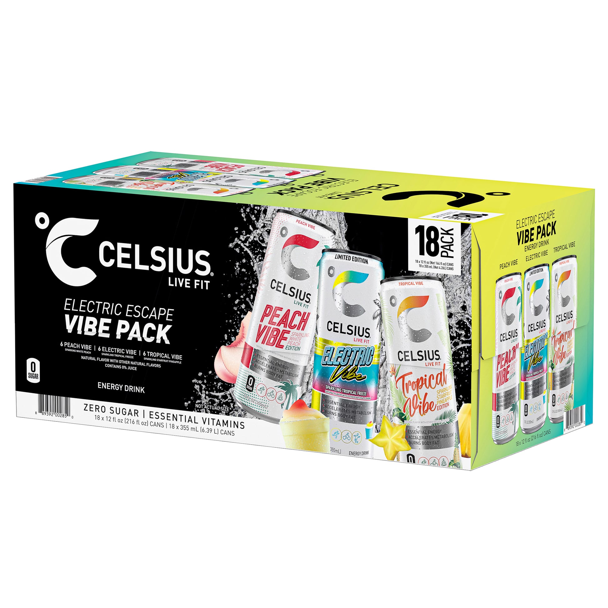 Celsius Sparkling Energy Drink Vibe Pack 18/12 fl oz