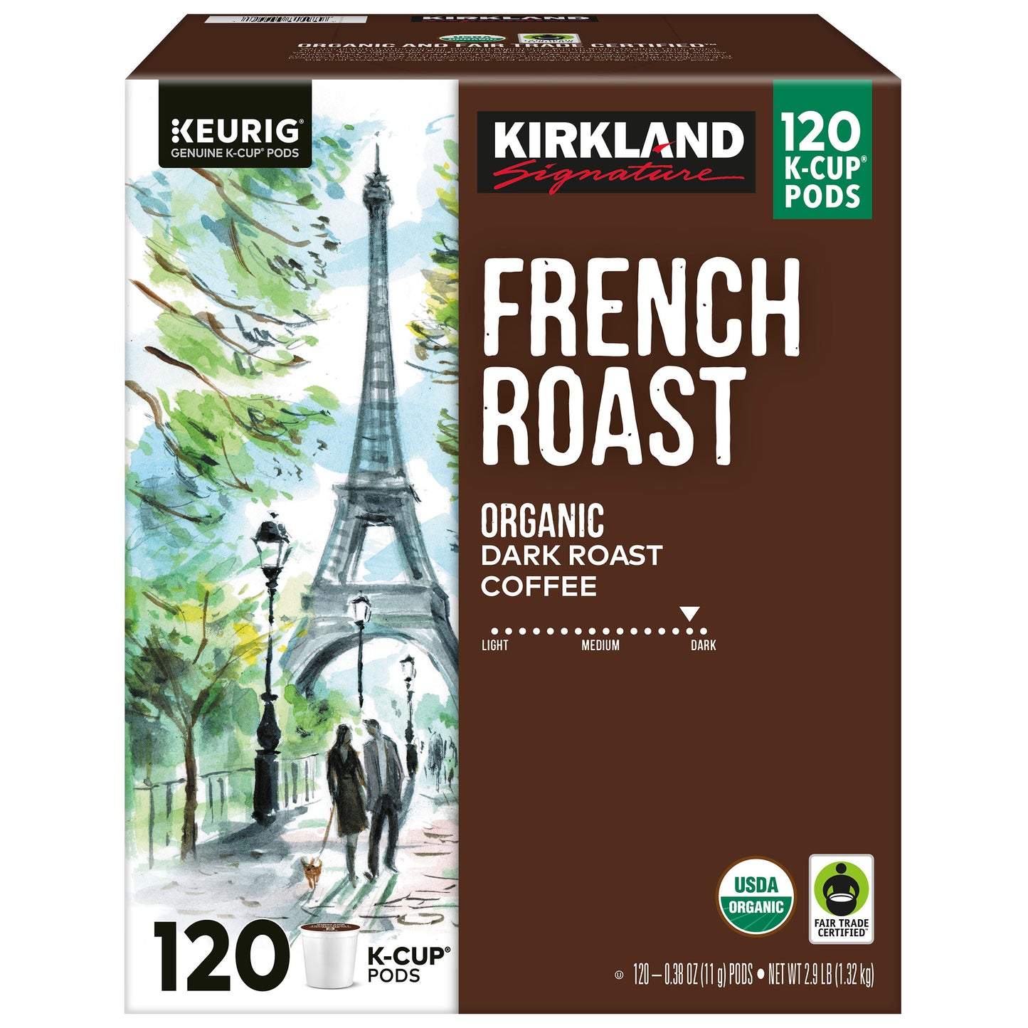 KIRKLAND SIGNATURE FRENCH ROAST 120 CT ORGANIC K-CUP PODS