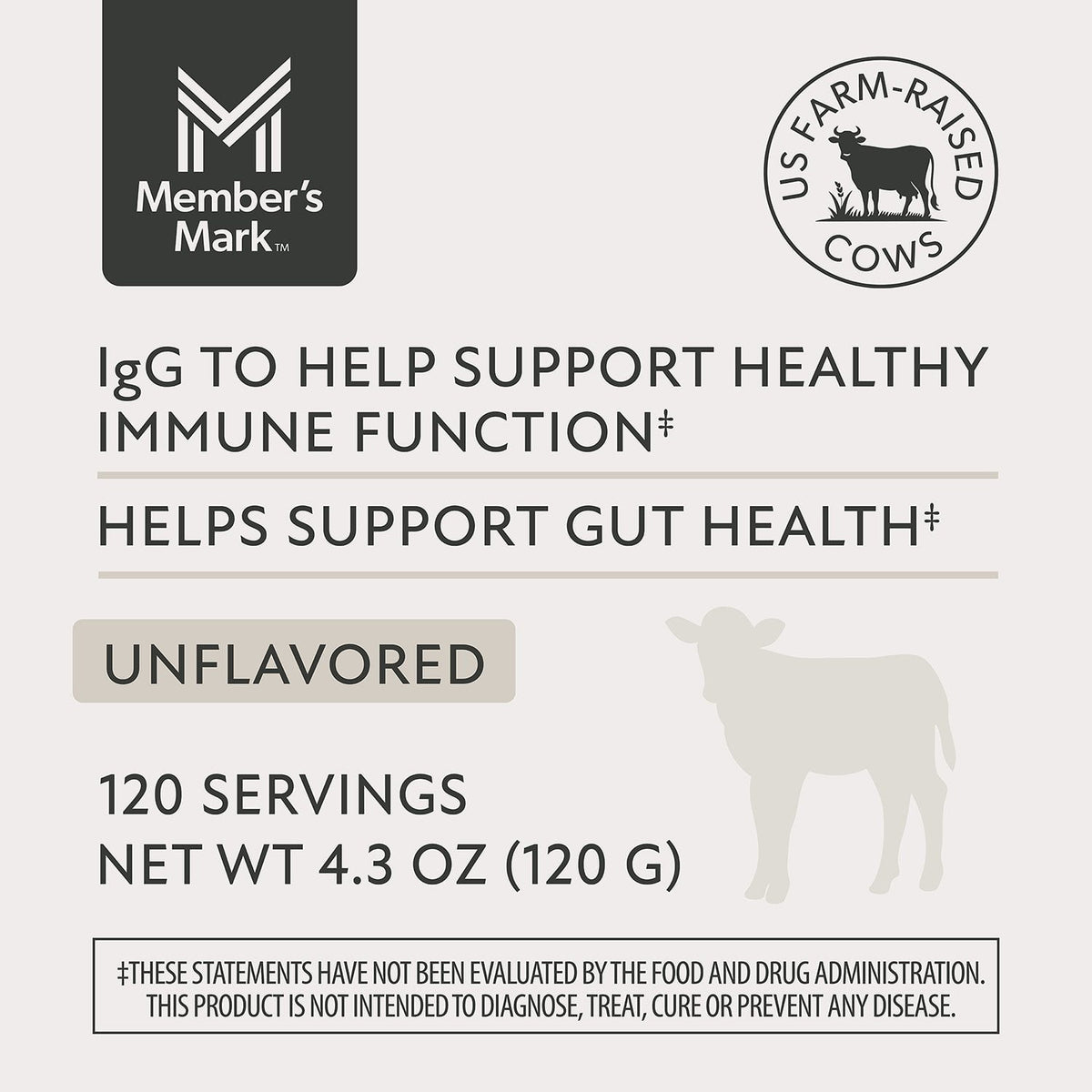Member's Mark Colostrum Powder, Unflavored, 120 g.