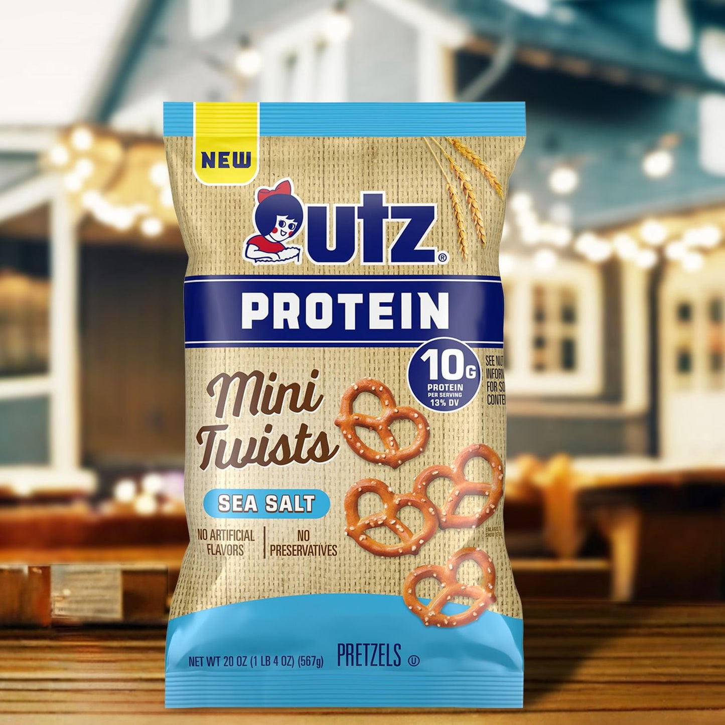 Utz Protein Sea Salt Mini Twists Pretzels, 20 oz.