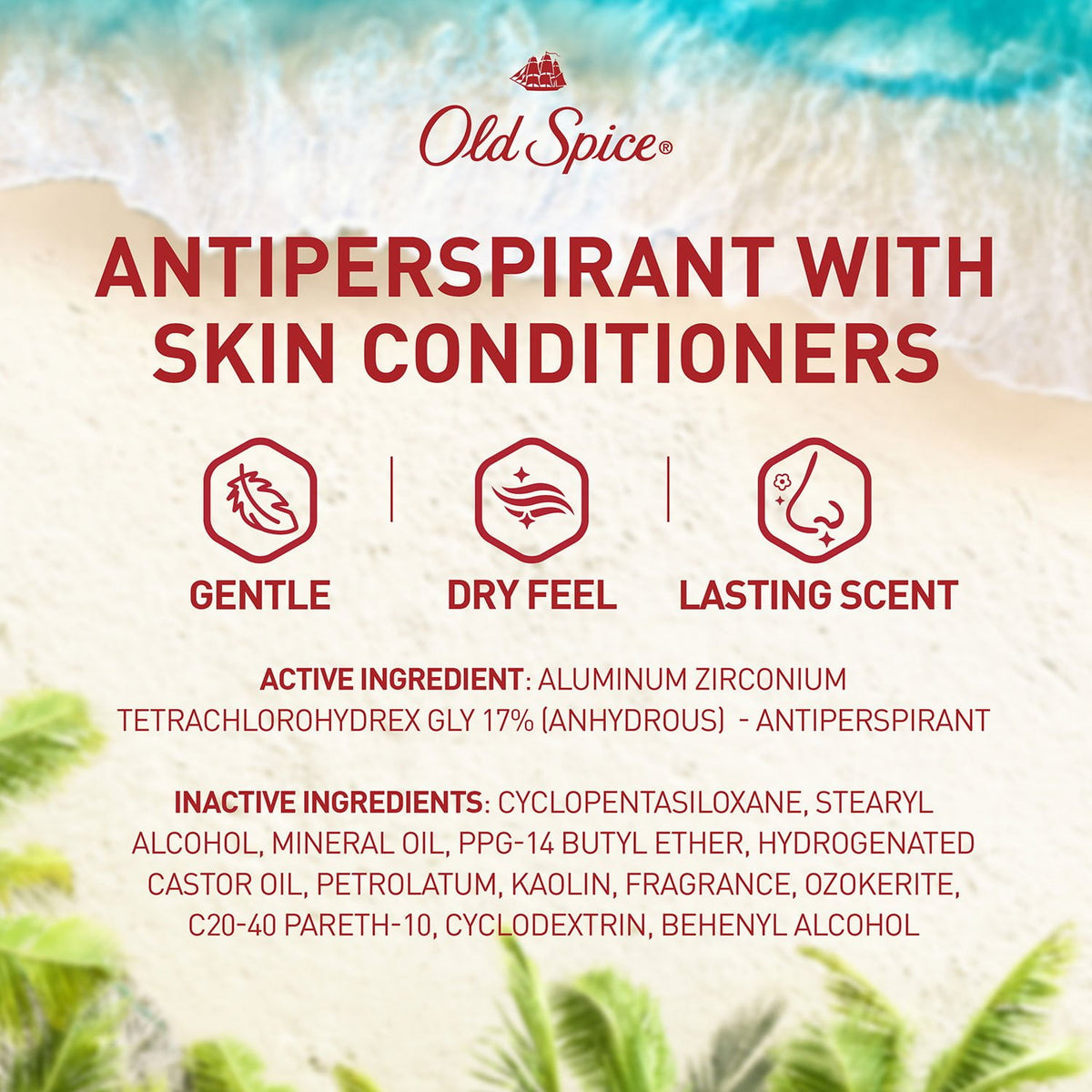 Old Spice Fiji Antiperspirant Deodorant, Palm Tree + Coconut, 2.6 oz., 4 pk.