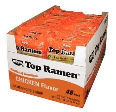 Nissin Top Ramen Chicken Flavor Noodle Soup, 3 Ounce (Pack of 24) (2 Pack)