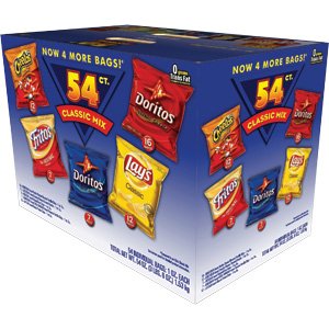 Scs Frito Lay Classic Mix of 54 Singles Chips Snacks of 1 Oz