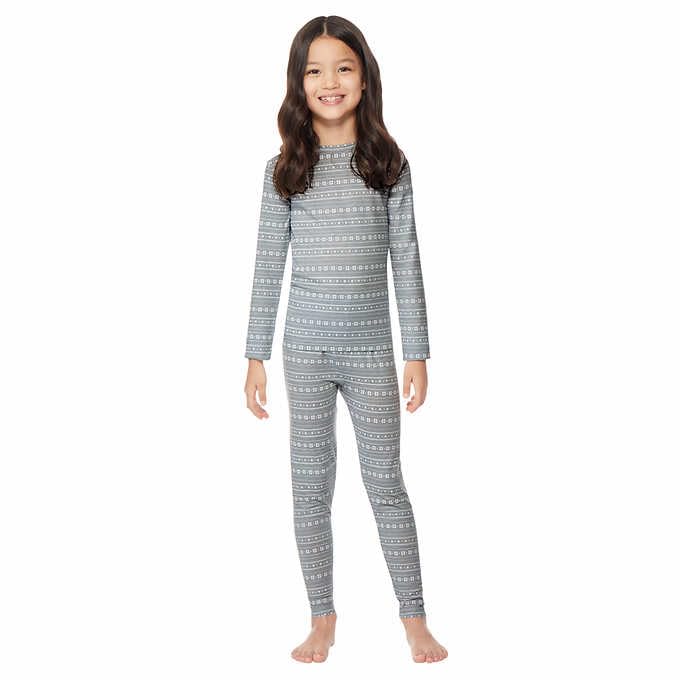 32 Degrees Kids' Heat Long Sleeve Crew Neck and Legging Set Set Grey Xlarge Grey Snow Flake