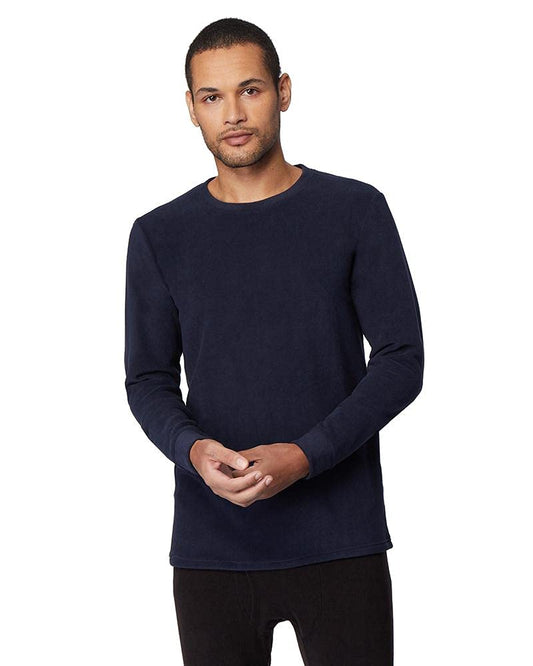 32 Degrees Men’s Heat Performance Thermal Heavyweight Baselayer Crewneck Long Sleeve Fleece Top, Stormy Night, Small