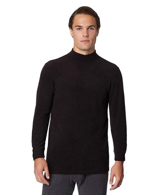 32 Degrees Men’s Heat Performance Thermal Heavyweight Baselayer Mock Neck Long Sleeve Fleece Top, Black, Small