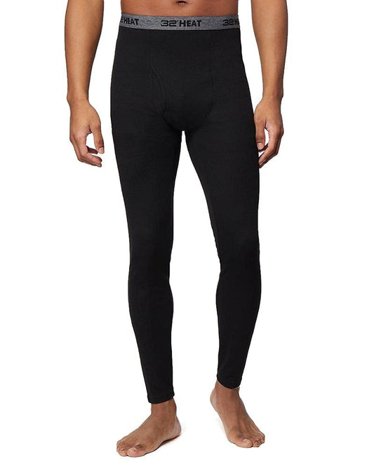 32 Degrees Heat Men’s Performance Thermal Midweight Waffle Baselayer Legging Pant, Black, Small