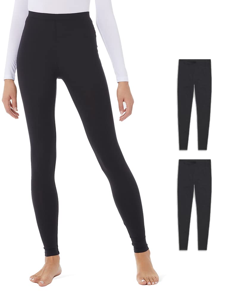32 Degrees Women's 2 Pack Performance Ultra Light Thermal Baselayer Legging Pant, Black/Black, Small