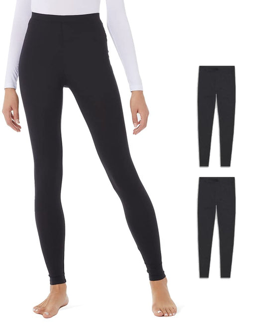 32 Degrees Women's 2 Pack Performance Ultra Light Thermal Baselayer Legging Pant, Black/Black, Small