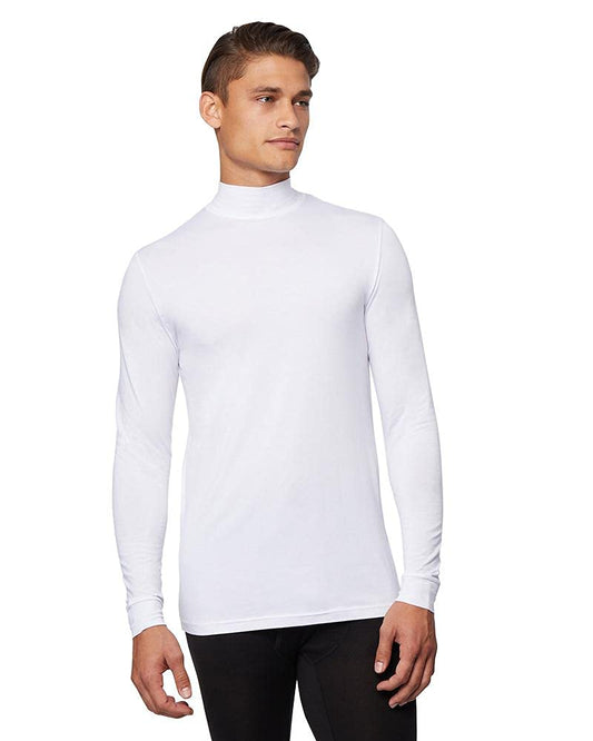 32 Degrees Heat Mens Performance Thermal Lightweight Baselayer Mock Top Long Sleeve Top, White, X-Large