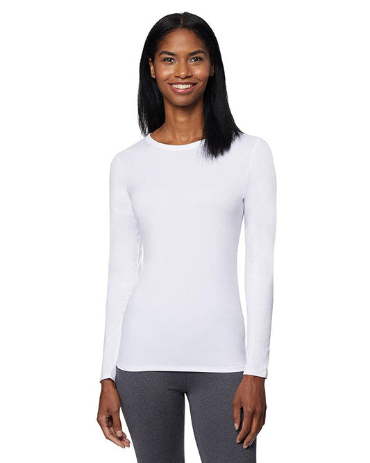 32 Degrees Heat Womens Ultra Soft Thermal Lightweight Baselayer Crew Neck Long Sleeve Top, White, XX-Large