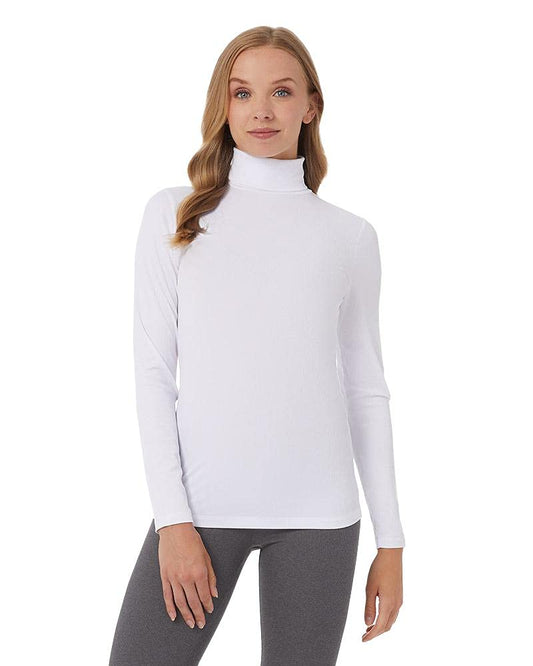 32 Degrees Women’s Ultra Soft Thermal Midweight Baselayer Turtleneck Long Sleeve Top, White, X-Small