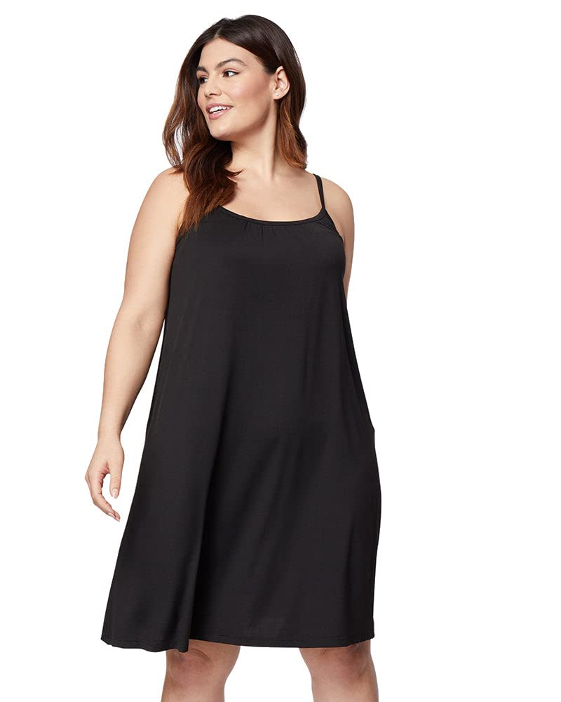 32 DEGREEES Women’s Cool Flowy Bra Dress | with Built-in Cups | Relaxed Fit | Adjustable Spaghetti Strap, Black, Small