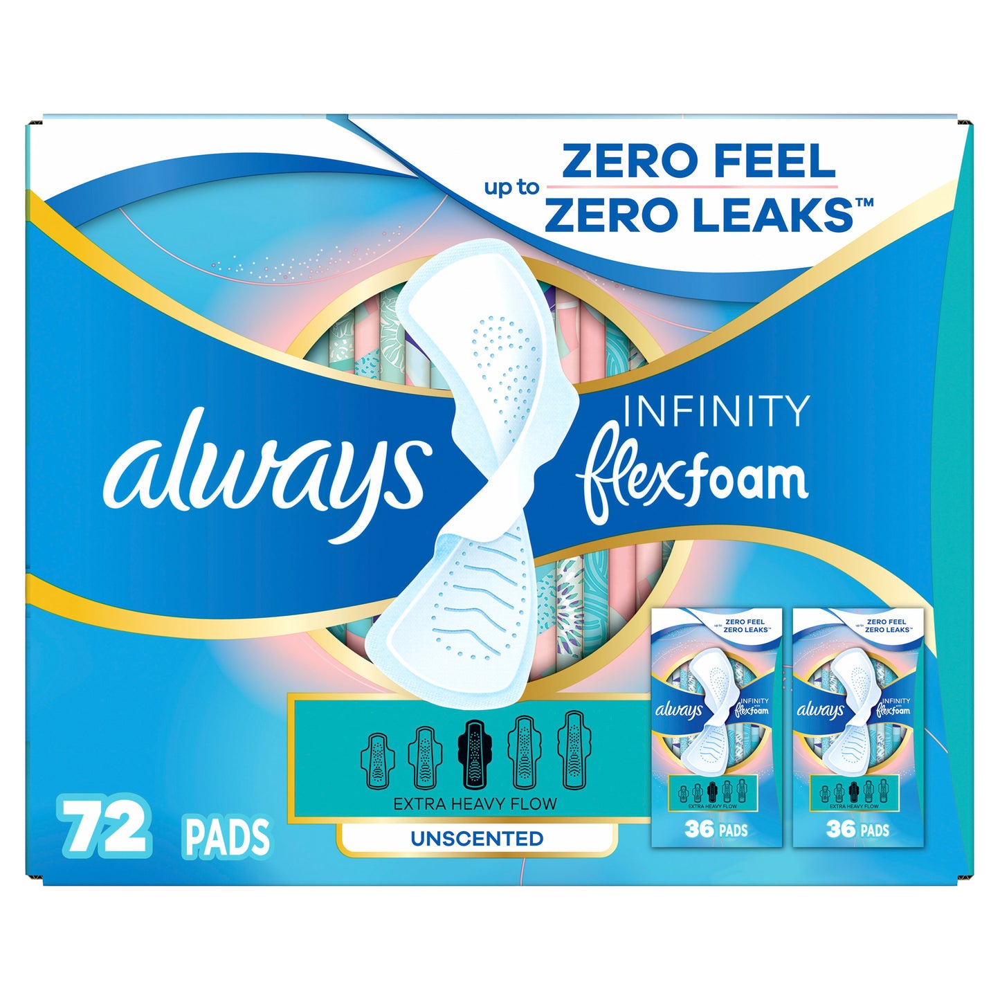 ALWAYS INFINITY FLEX FOAM PADS, 72CT