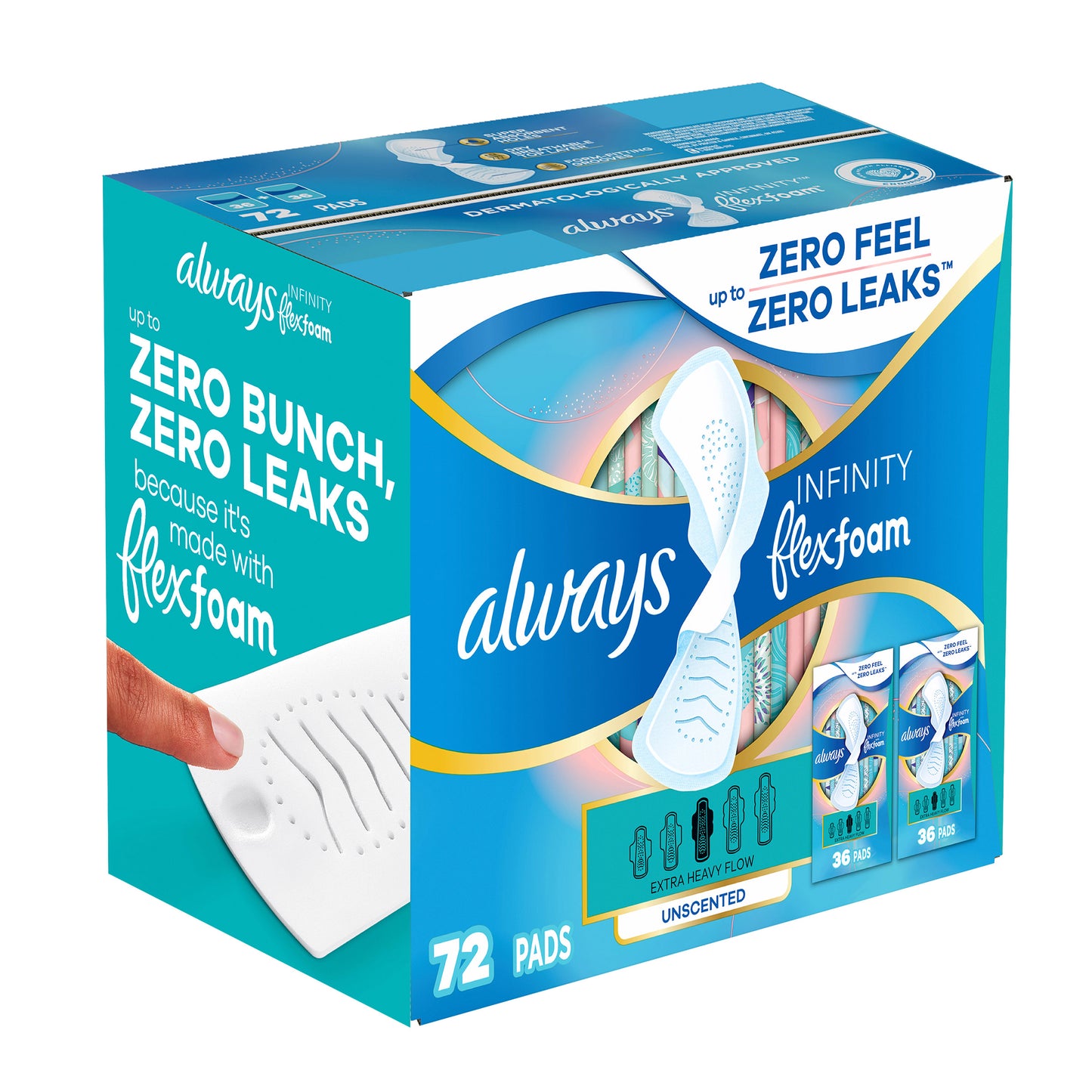 ALWAYS INFINITY FLEX FOAM PADS, 72CT