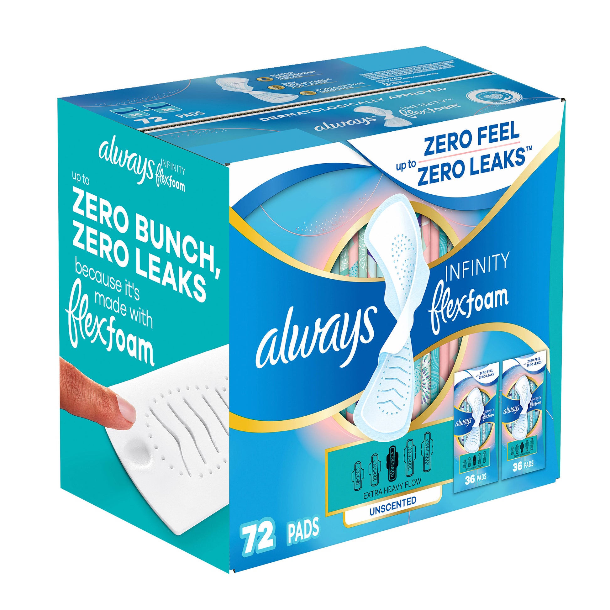 ALWAYS INFINITY FLEX FOAM PADS, 72CT