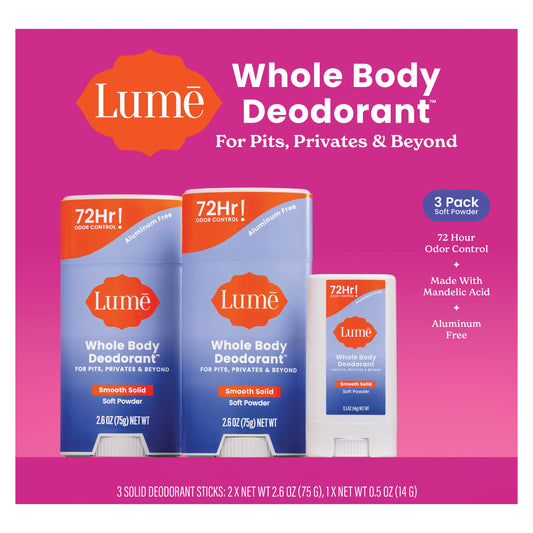 Lume Whole Body Soft Powder Deodorant Set 2/2.6 oz + 1/0.5 oz