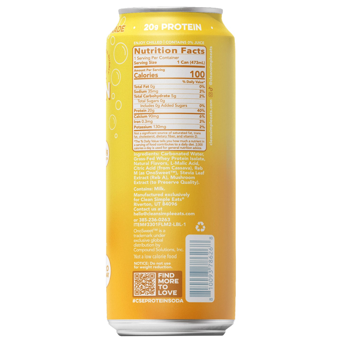 CLEAN SIMPLE EATS CLEAR PROTEIN SODA 16 FL OZ / 12 PACK