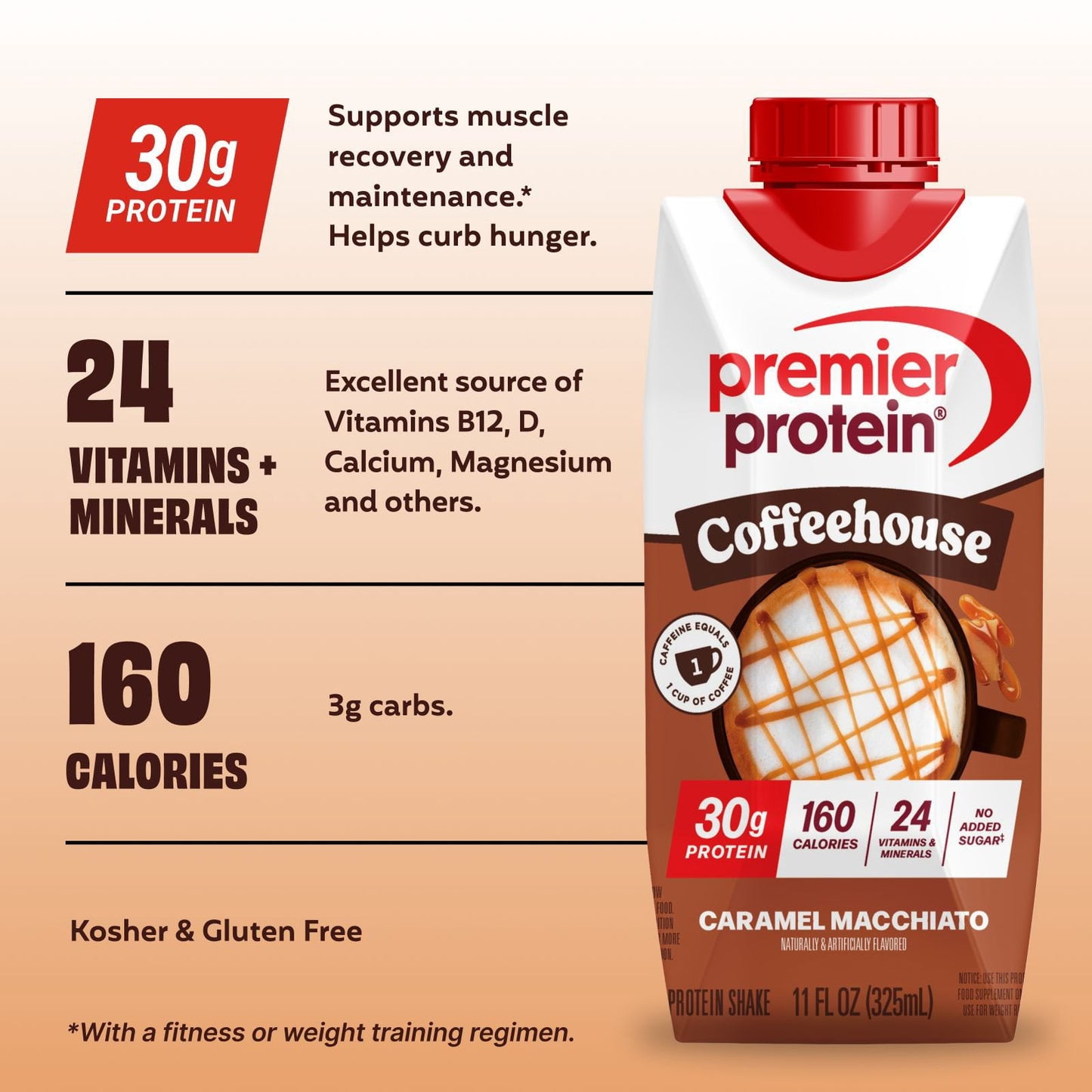 Premier Protein High Protein Shake, Coffeehouse Caramel Macchiato, 11fl. oz., 15 pk.