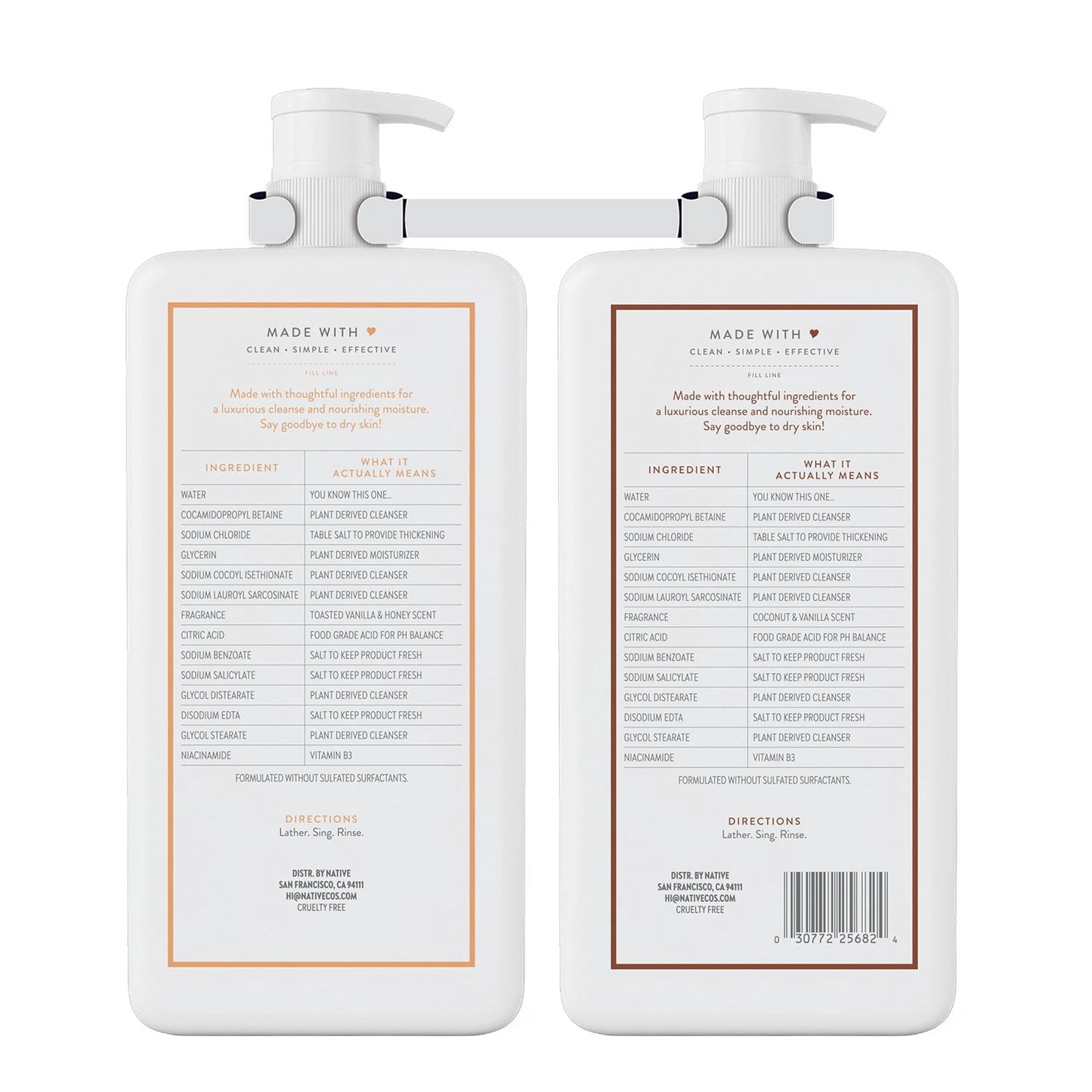 Native Nourish Body Wash, Vanilla Pack, 34 fl. oz., 2 pk.