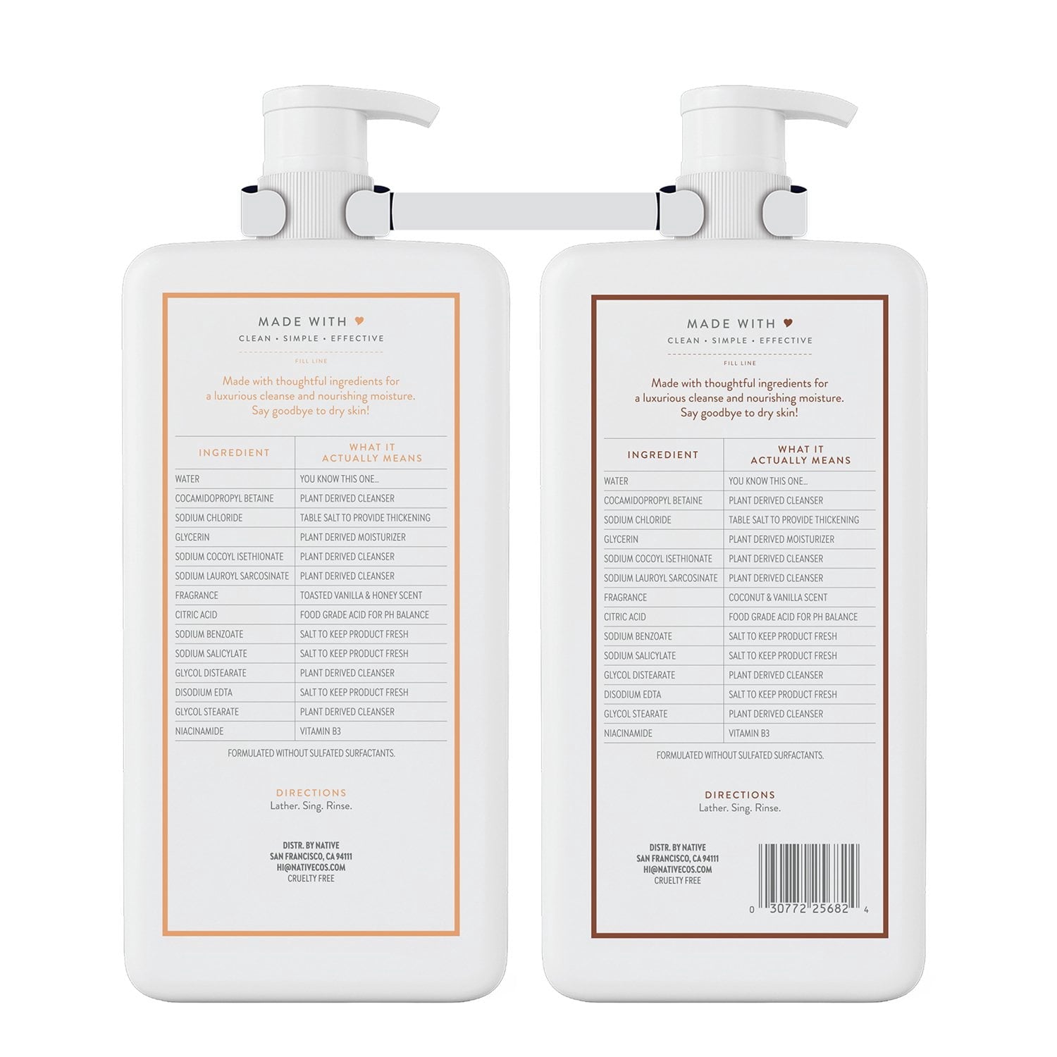 Native Nourish Body Wash, Vanilla Pack, 34 fl. oz., 2 pk.