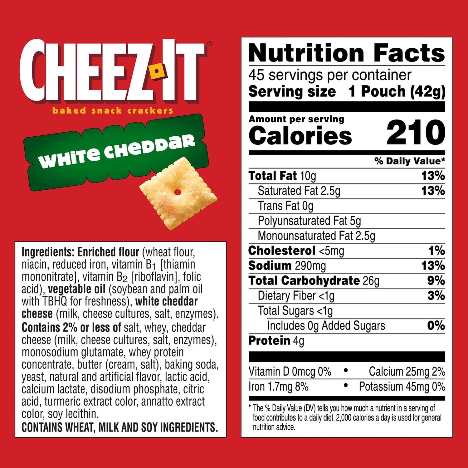 Cheez-It Baked Snack Crackers, White Cheddar, 1.5 oz., 45 pk.