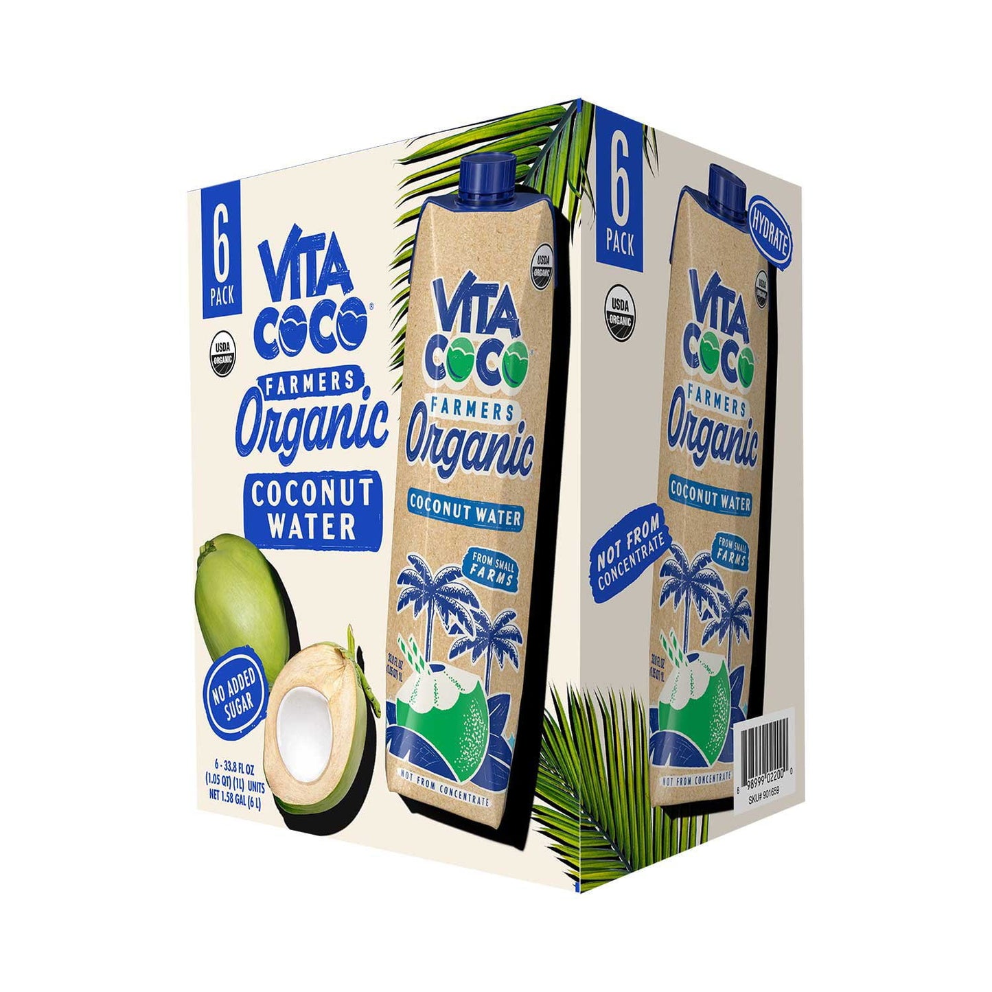 Vita Coco Farmers Organic Coconut Water, 33.8 fl. oz., 6 pk.