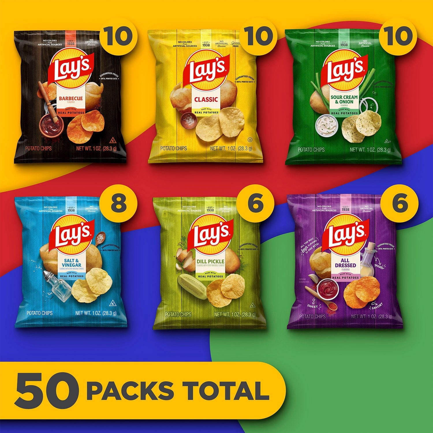 Lay's Potato Chips Variety Pack, 1 oz. 50 pk.