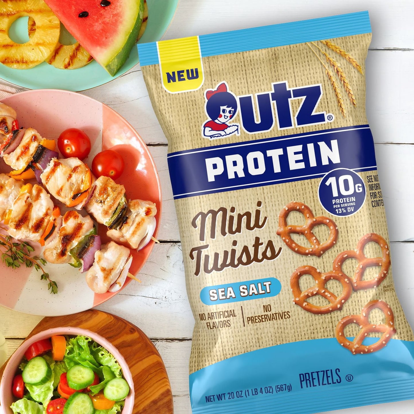 Utz Protein Sea Salt Mini Twists Pretzels, 20 oz.