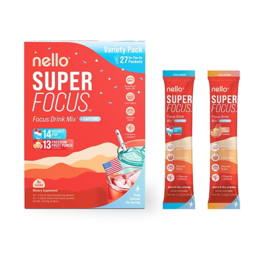Nello Super Focus Drink Mix, Variety Pack, 27 ct.