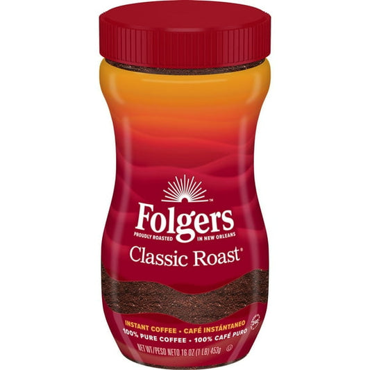 Folgers Classic Roast Instant Coffee Crystals, 16 oz.