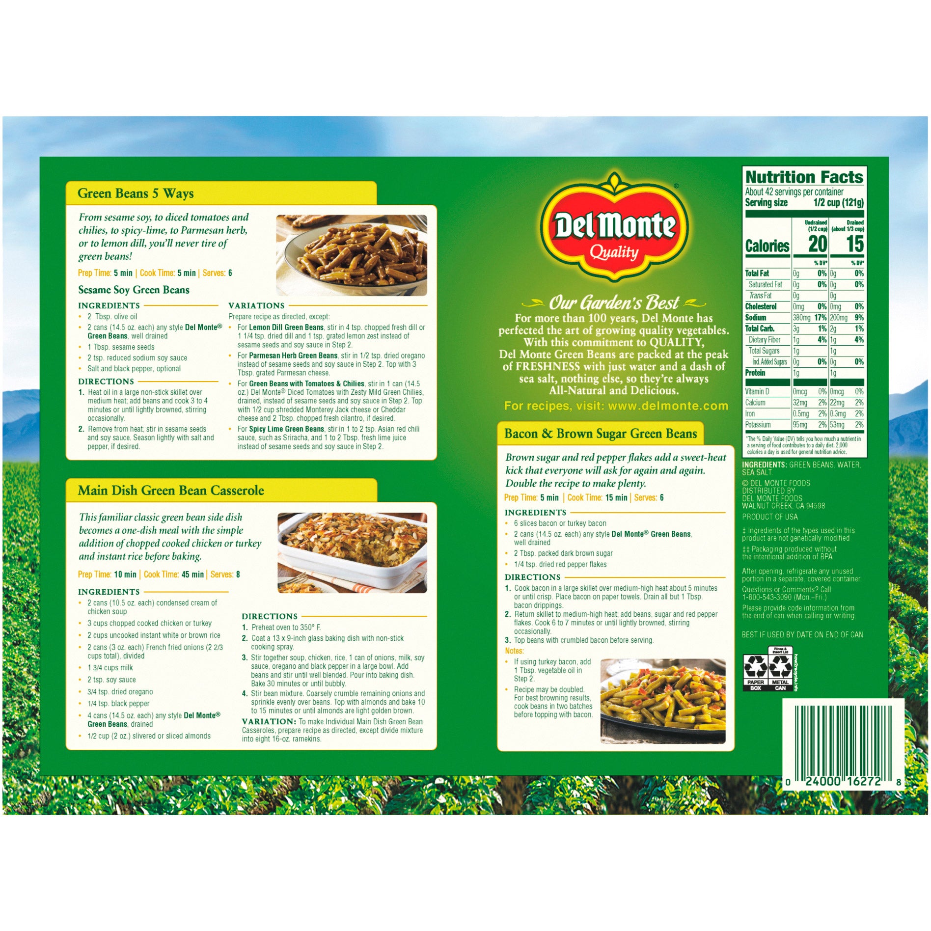 DEL MONTE CUT GREEN BEANS 12/14.5 OZ