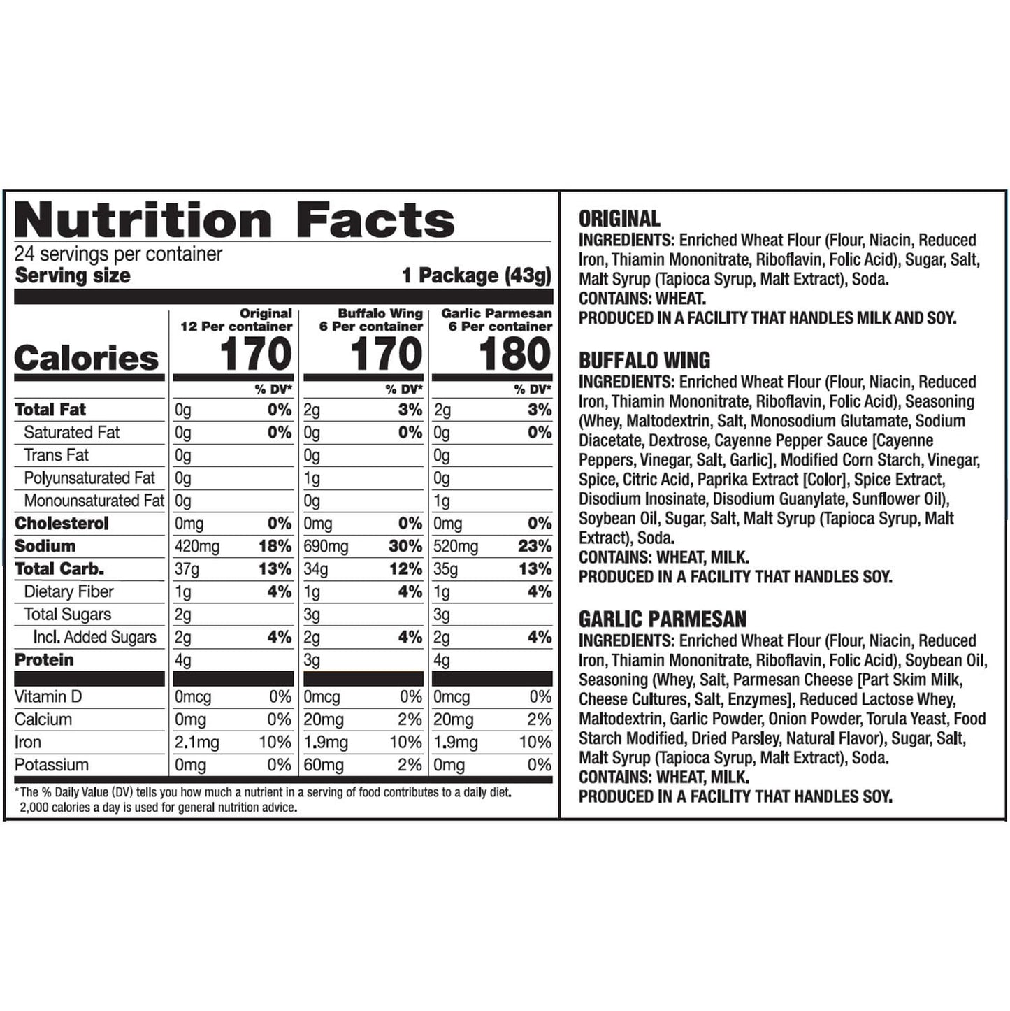 Snack Factory Variety Pack Pretzel Crisps, 1.5 oz., 24 pk.