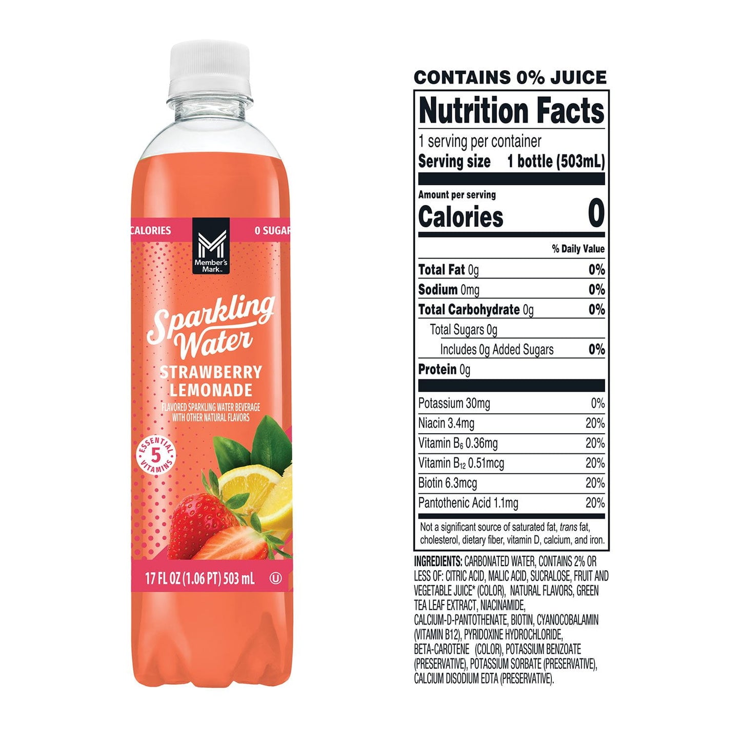 Member's Mark Sparkling Water Variety Pack, 17 fl. oz., 24 pk.