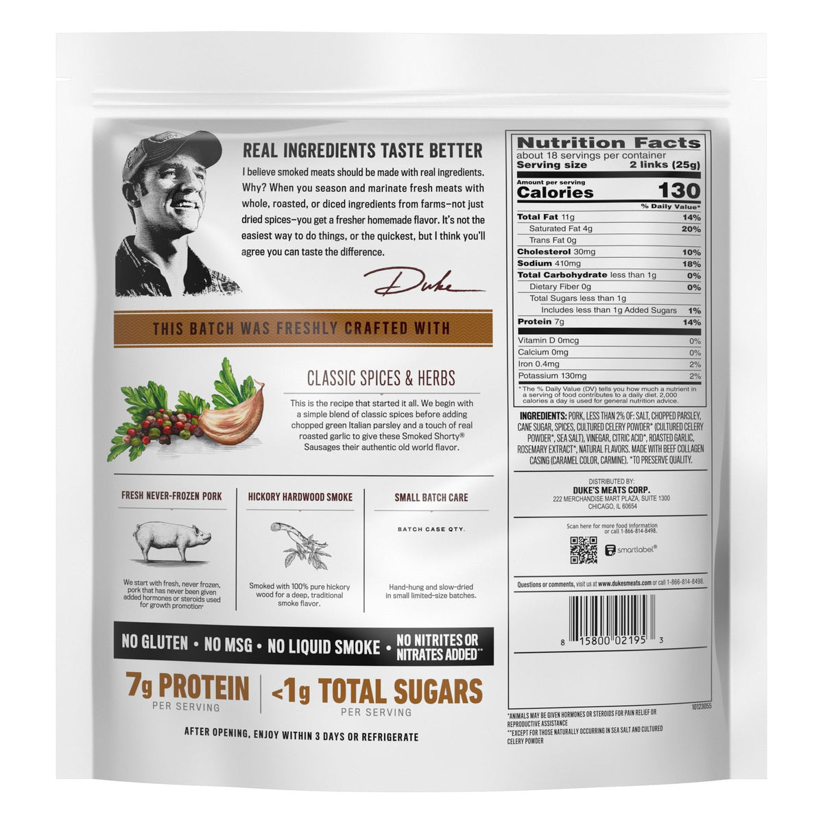 Duke's Original Recipe Smoked Shorty Sausages, 5 oz., 3 pk.