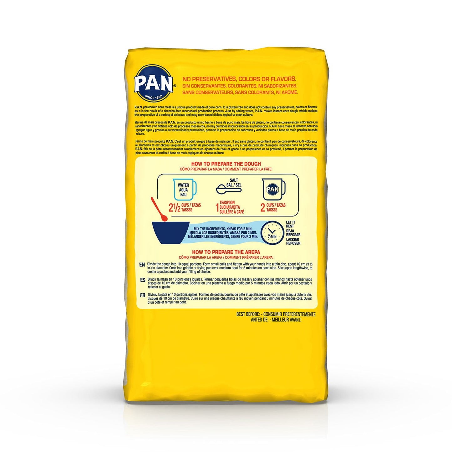 PAN Precooked White Corn Meal, 5 lbs.