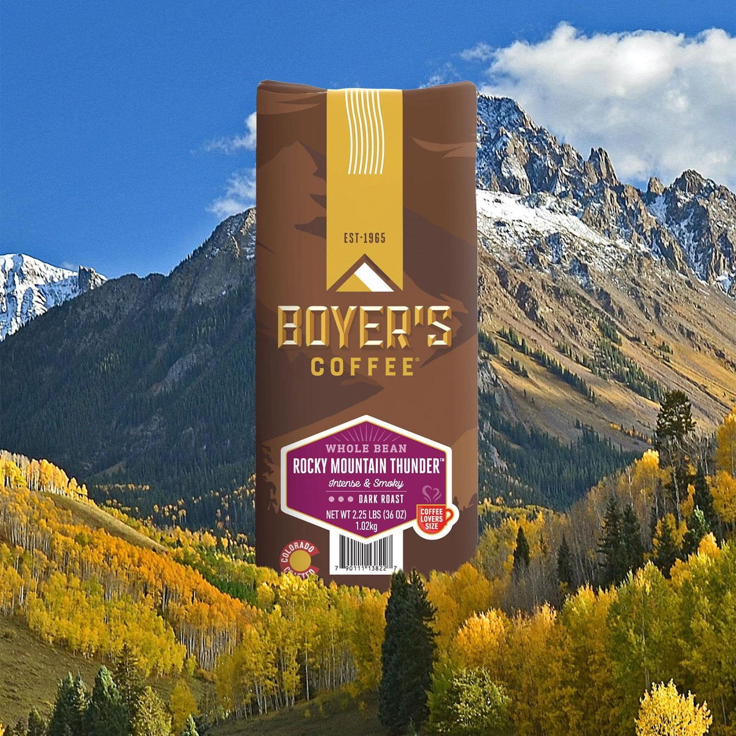 Boyer's Coffee Rocky Mountain Thunder Dark Roast Whole Bean, 36 oz.