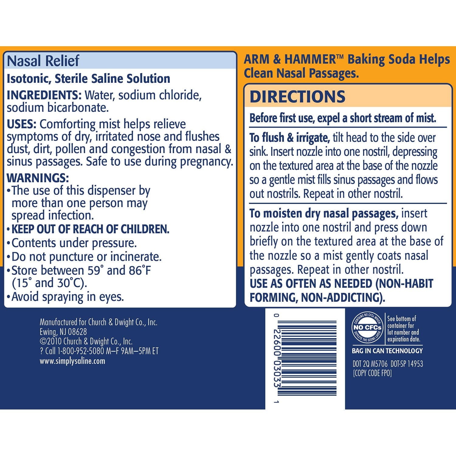 Arm & Hammer Simply Saline Nasal Relief, 4.5 oz., 3 pk.