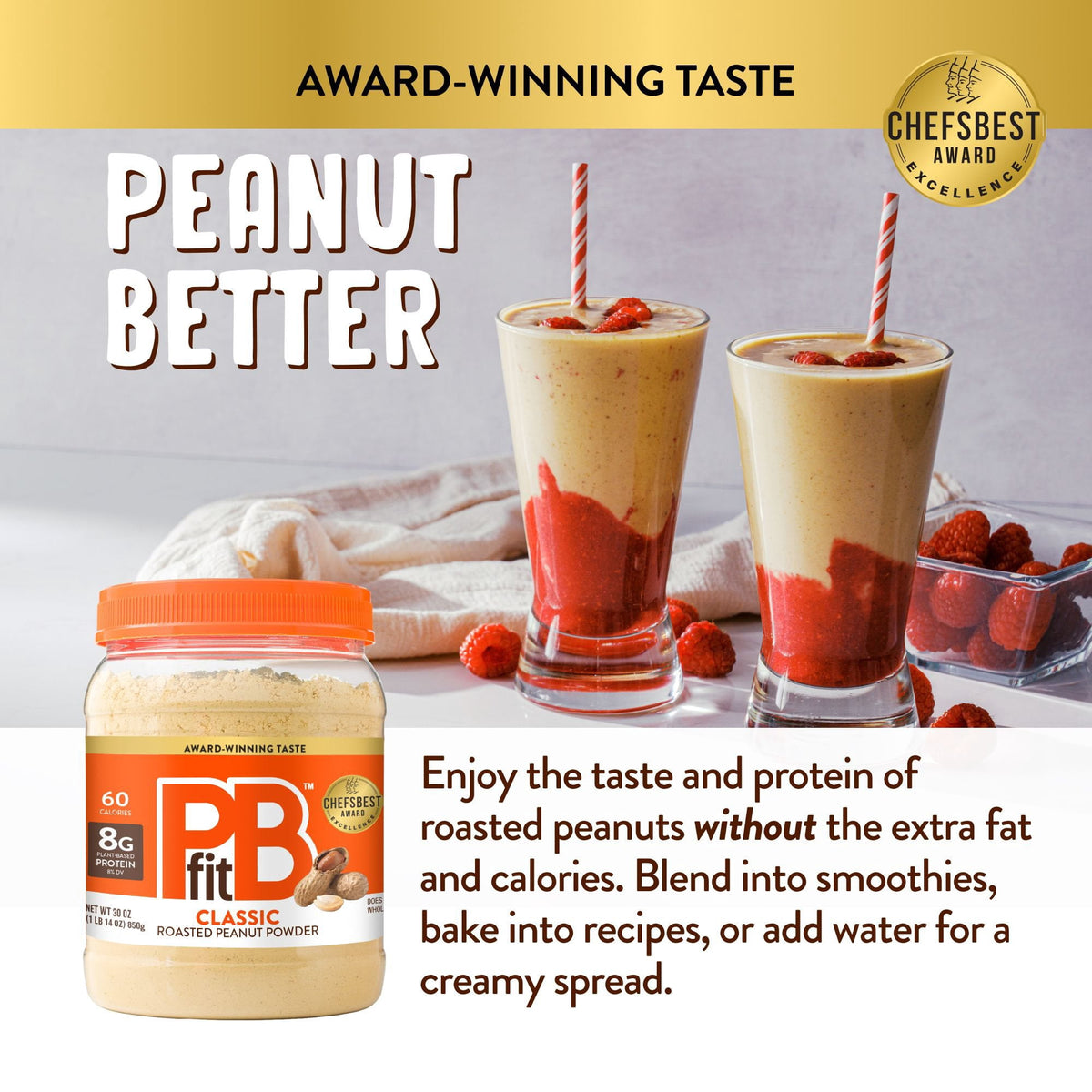 PBfit Classic Peanut Butter 8g Powdered Peanut Butter Spread, 1.87 lbs.