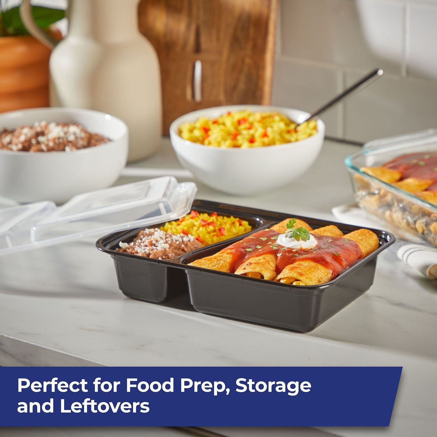 Hefty Food Storage Containers Two Compartment with Lids 32 fl. oz., 50 pcs