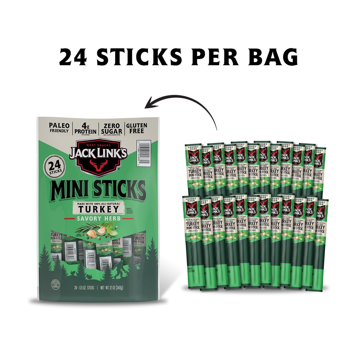 Jack Link’s Savory Herb Mini Turkey Stick, 0.5 oz., 24 pk.