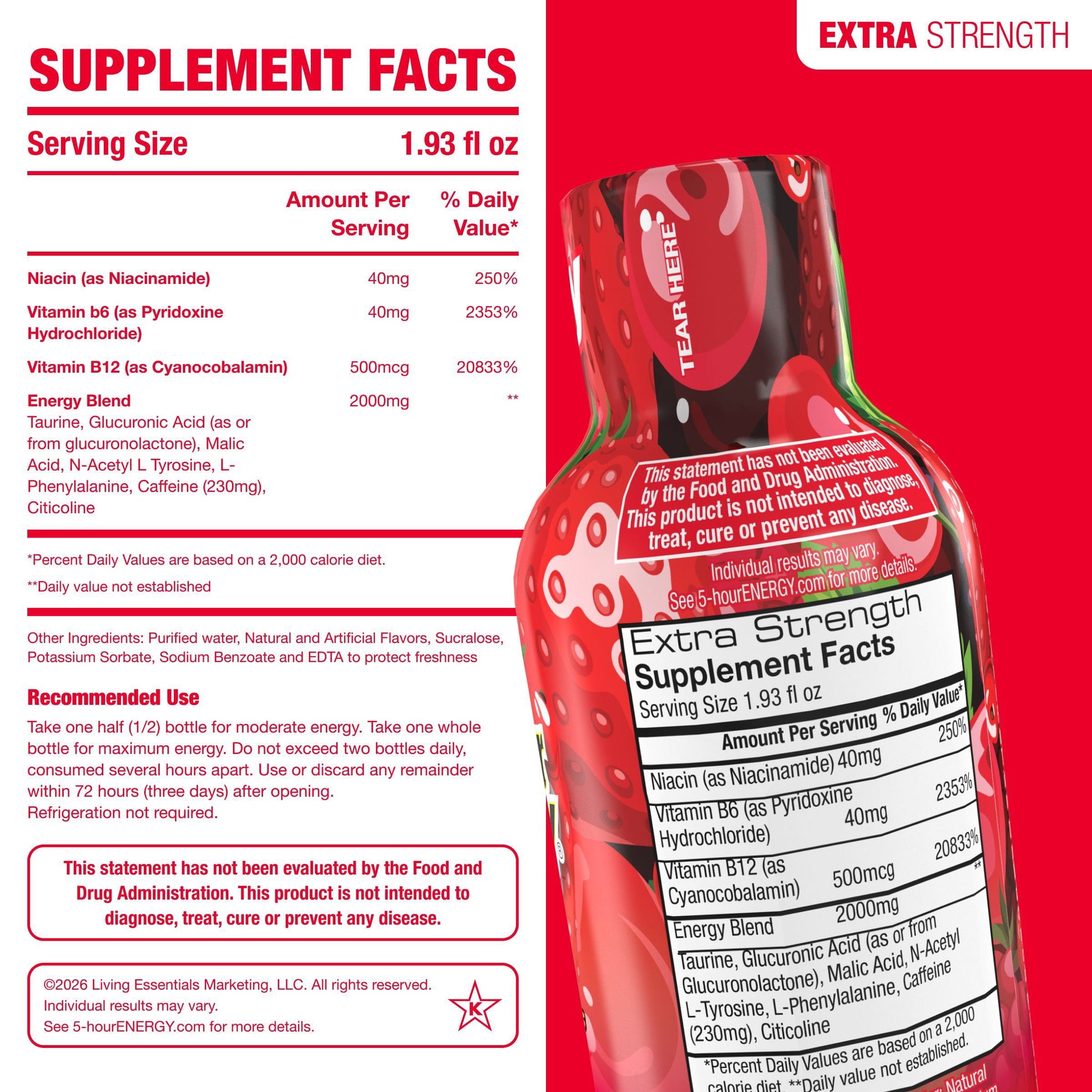 5-hour ENERGY Shot, Extra Strength, Berry 1.93 oz., 24 pk.