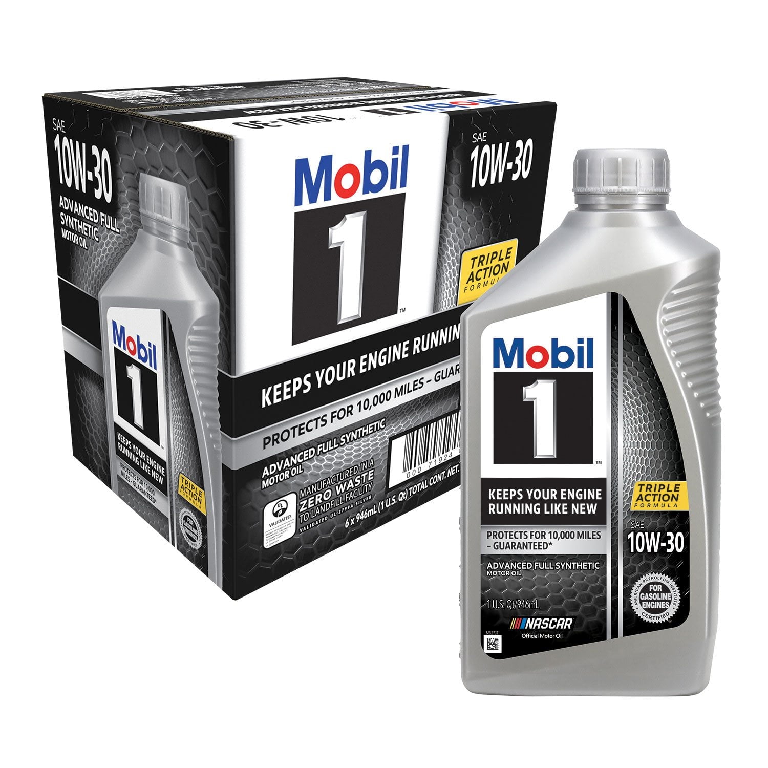 Mobil 1 10W-30 Motor Oil 6-pack, 1 quart bottles