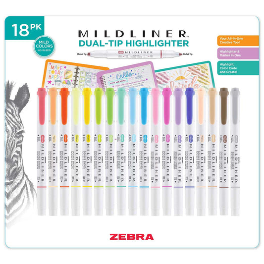 Zebra Mildliner Double Ended Highlighter Assorted 18 pk.